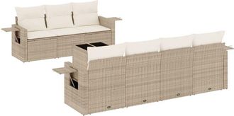 vidaXL Vidaxl - Juego De Sof&aacute;s De Jard&iacute;n Con Cojines Beige 8 Pzas Rat&aacute;n Pe