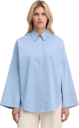 Twinset Wide Poplin Shirt - Dames - Overhemden - Blauw - M - Katoen - Overhemden