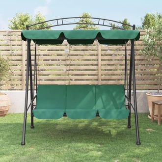 vidaXL Banco Columpio De Jard&iacute;n Con Dosel Tela Y Acero Verde 198 Cm Vidaxl