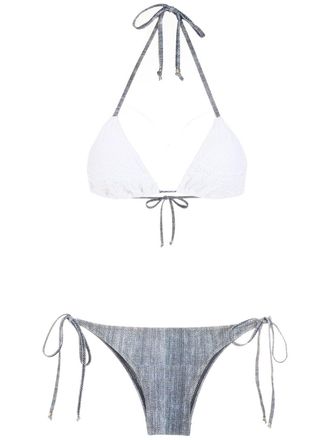 Amir Slama Set bikini a triangolo con design color-block - Multicolore