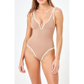 L*Space Coco One-Piece Swimsuit in Saddle/Cream at Nordstrom Rack, Size X-Small