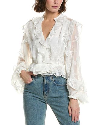 Bardot Frill Embroidered Blouse