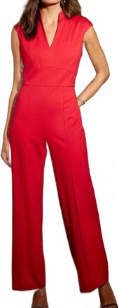 Jude Connally Kendall Ponte V-Neck Jumpsuit In Red