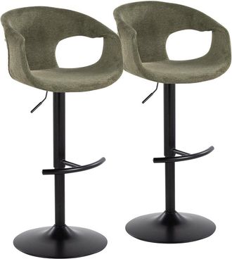 LumiSource LumiSource Set of 2 Curva Contemporary Adjustable Bar Stools with Footrest