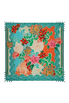 Johnny Was Womens Edenia Silk Scarf In Green Multi