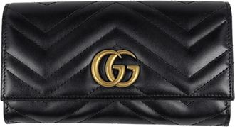 Gucci Black Leather Long Wallet (Tri-Fold) (Pre-Owned)