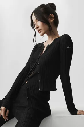 Alo | Sweater Sunlit Cardigan Top in Black, Size: Medium