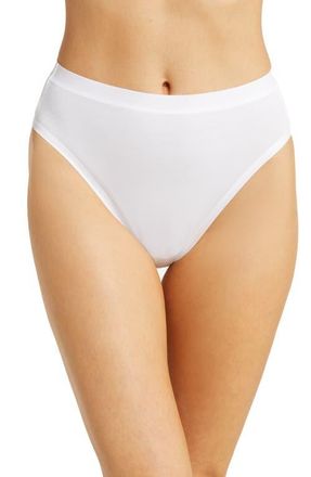 Wacoal Understated Cotton Blend High Leg Briefs in White at Nordstrom, Size Xx-Large