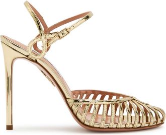 Aquazzura Aquazzura Sweet Surrender 105 Metallic Leather Pumps - Gold