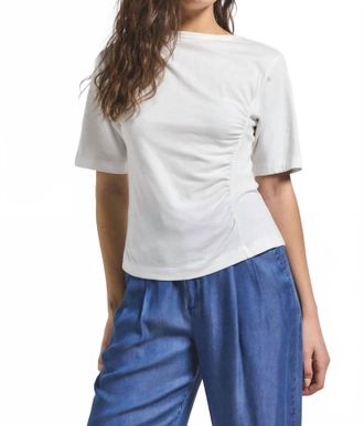 Derek Lam Frederic Ruched Short Sleeve Tee In Blanc De Blanc