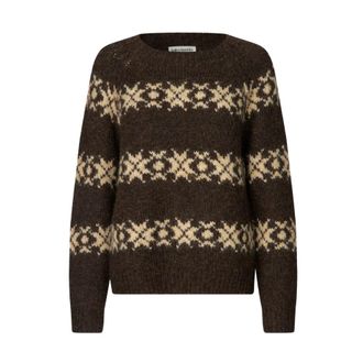 Lollys Laundry Ronde hals gebreid - Dames - Ronde hals truien - Bruin - S - Truien & Vesten