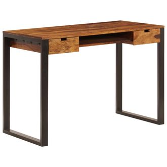 vidaXL Escritorio De Madera Maciza De Acacia Y Acero 110x55x78 Cm