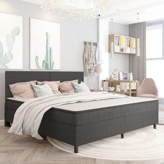 vidaXL Vidaxl - Cama Box Spring Tela Gris Oscuro 200x200 Cm