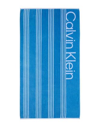 Calvin Klein Pinstripe Logo Velour Beach Towel Set