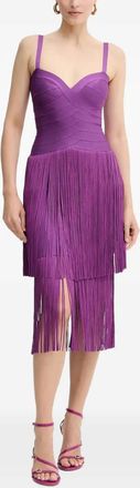 H&eacute;rve L&eacute;ger Georgia fringed midi dress - women - Recycled Yarn - S - Purple