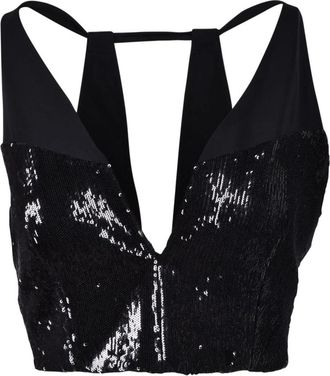 Costume National Top in Paillettes - Dames - Tops zonder mouwen - Zwart - S - Rayon - Tops