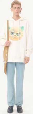 Valentino Felpa Valentino In Cotone Con Cappuccio Con Stampa Le Chat De La Maison Uomo AVORIO XL