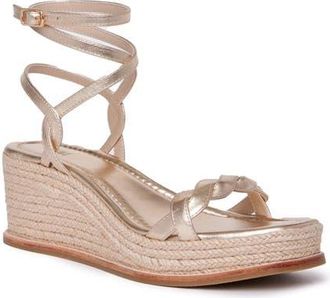 Paige Joanna Ankle Strap Platform Wedge Sandal in Light Gold at Nordstrom, Size 10.5