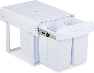 Relaxdays Pattumiera Estraibile Sottolavello, Cestino Raccolta Differenziata 4 Scomparti da 8 l, 34,6x34x51,8 cm, Bianco - Relaxdays