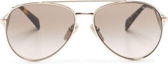 Prada Gold-Tone Pilot-Frame Sunglasses - Womens - Metal