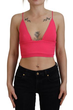 Dsquared2 Dsquared&sup2; Ribbed Knit Bra Cropped Spaghetti Strap Womens Top (Pre-Owned)