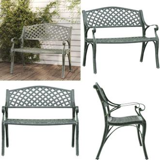 vidaXL Panchina da Giardino 102 cm in Alluminio Pressofuso Verde - Panca esterna - Panca in alluminio