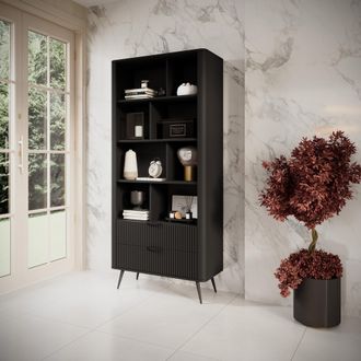 Dmora Estanter&iacute;a Kabavasi, Biblioteca Con 2 Cajones, 4 Estantes, Con Patas, 88x38x194h Cm Negro