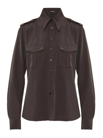 Tom Ford Dark Chocolate Silk Crepe De Chine Shirt