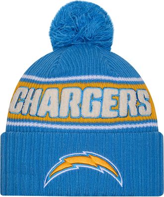 New Era Mens NFL 2024 Sideline Cuffed Knit Hat with Pom