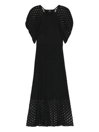 BOSS Abito midi con inserti in pizzo - Nero