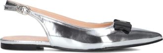 Floris Van Bommel Schoenen, Dames, Grijs, 37 EU, Leer, Zilveren Slingbacks