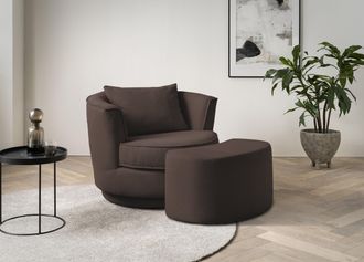 HOME AFFAIRE Drehsessel »MAISIE, Love Seat,Lese-Sessel,Sessel-Set, mit Hocker« 2 Stk. tlg. in MEGA CORD und Web-Velours, drehbar 360 Grad mit Hocker