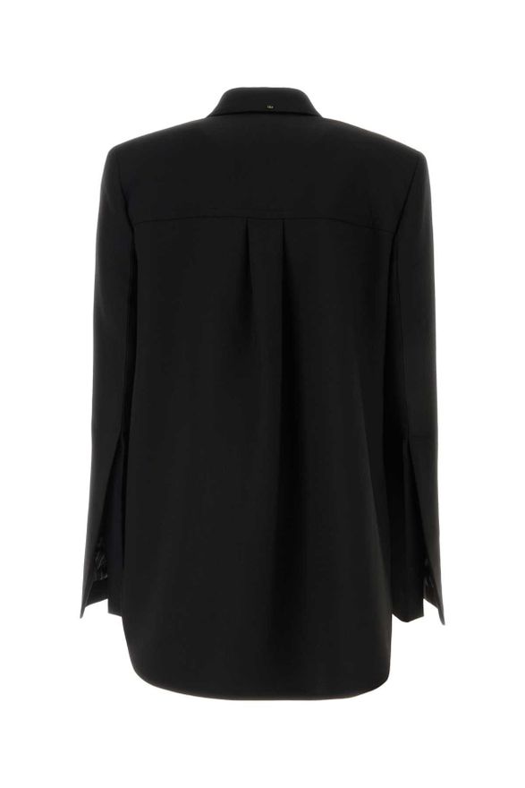 Tailored Wool Blend Blazer - Black