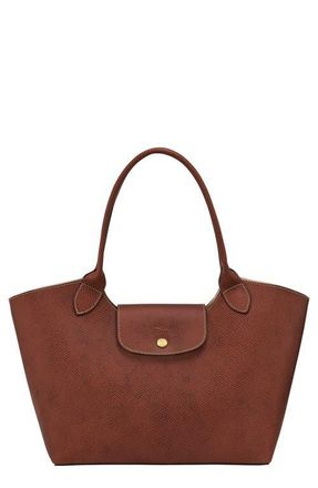 Longchamp &Eacute;pure Leather Shoulder Tote in Brown at Nordstrom