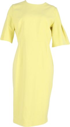 Roland Mouret Bell Sleeve Midi Dress in Yellow Wool