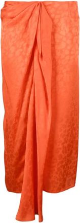 Manila Grace Elegante Zijdemix Top - Dames - Midirokken - Oranje - L - Rokken