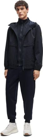 HUGO BOSS Mens Crispian Hooded Solid Patterned Rain Jacket in Dark Blue - Size X-Small