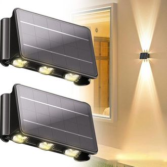 OEM Juego De 2 Apliques Solares De Pared Para Exteriores, Con Iluminaci&oacute;n Hacia Arriba Y Hacia Abajo, Resistentes Al Agua Y Con Sensor Crepuscular Para Pa