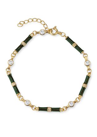 V by Laura Vann Laura Vann Marlowe Embellished 18kt Gold-plated Bracelet - Dark Green - One Size