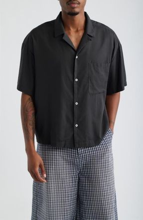 Elwood Boxy Camp Shirt in Black at Nordstrom, Size Xx-Large