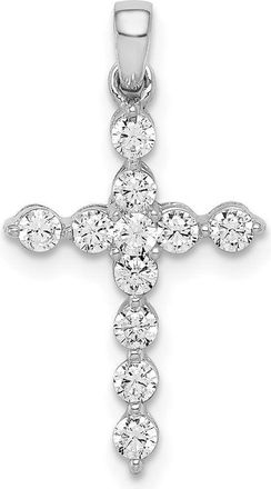Diamond2Deal 14K White Gold Lab Grown Diamond Cross Pendant (0.38ct, VS, G-H)