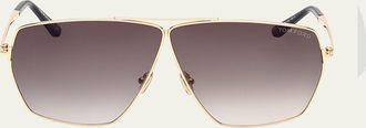 Tom Ford Stella Aviator Square Metal Sunglasses