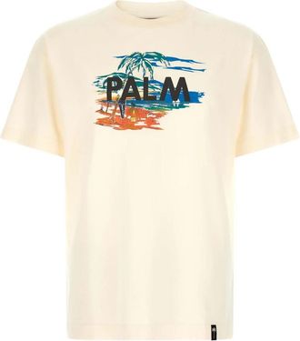 Palm Angels Bedruikt Katoenen T-shirt - Heren - T-shirts - Wit - M - Katoen - Tops