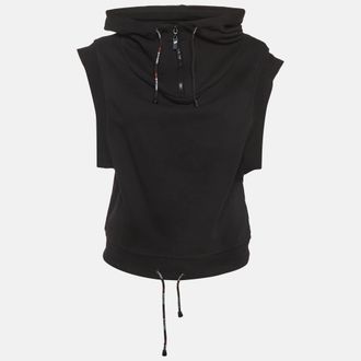 Roberto Cavalli Sport Black Cotton Knit Sleeveless Hoodie