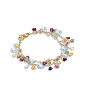 Marco Bicego Paradise Collection 18K Yellow Gold Blue Topaz and Mixed Gemstone Double Strand Bracelet - BB2594 MIX01T Y 02