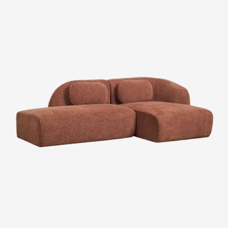 Sklum Sof&aacute; Modular Chaise Longue Derecho De 2 Piezas Con Div&aacute;n Izquierdo En Chenilla Coquette Sklum
