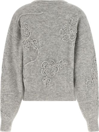 Rotate 3D Floral Jacquard Sweater - Grey