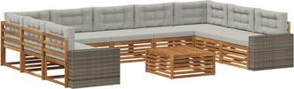 vidaXL Conjunto De Sof&aacute;s De Exterior 10 Uds. Natural Y Gris Claro Vidaxl