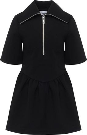 Ganni Bonded Crepe Mini Jurk - Dames - Korte kleedjes - Zwart - XS - Polyester - Kleedjes