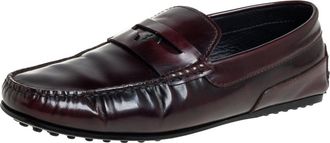 Tod's Tods Burgundy Leather Slip On Loafers